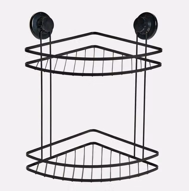 Kelvenix Black 2 Tier Wall Mounted Metal Corner Storage Shelf for Bathroom and Kitchen – 1