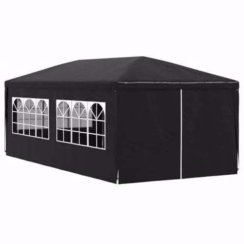 vidaXL Party Tent with Windows in Anthracite and Black, W: 6 m, D: 3 m, H: 2.55 m