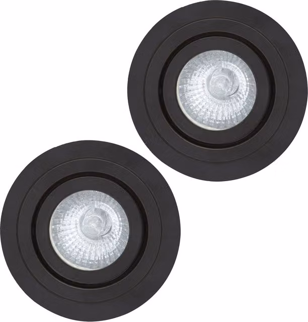 Litecraft 2 Pack of Tiltable Circular Recessed IP65 Downlights in Matte Black