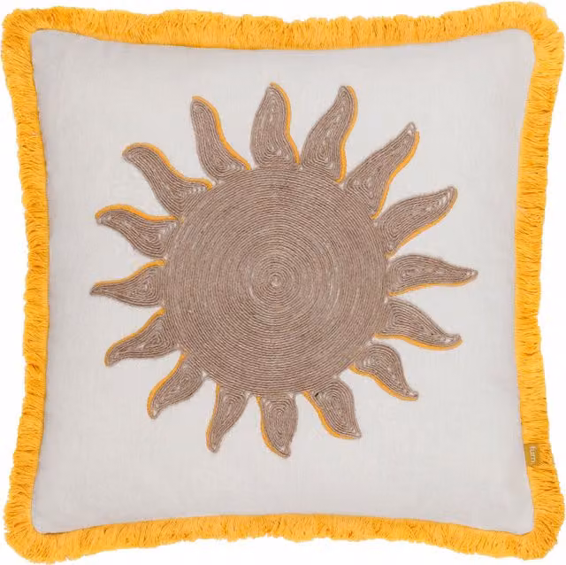 Make It A Home Yellow Square Jute Cushion Cover