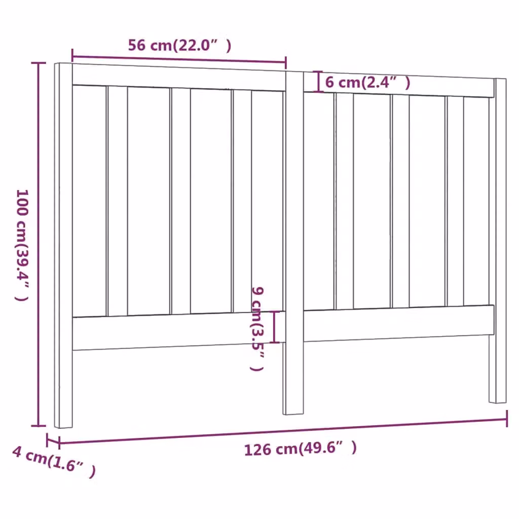 Berkfield Home Rustic Black Solid Pine Wood Bed Headboard W: 126 cm, D: 4 cm, H: 100 cm – 4