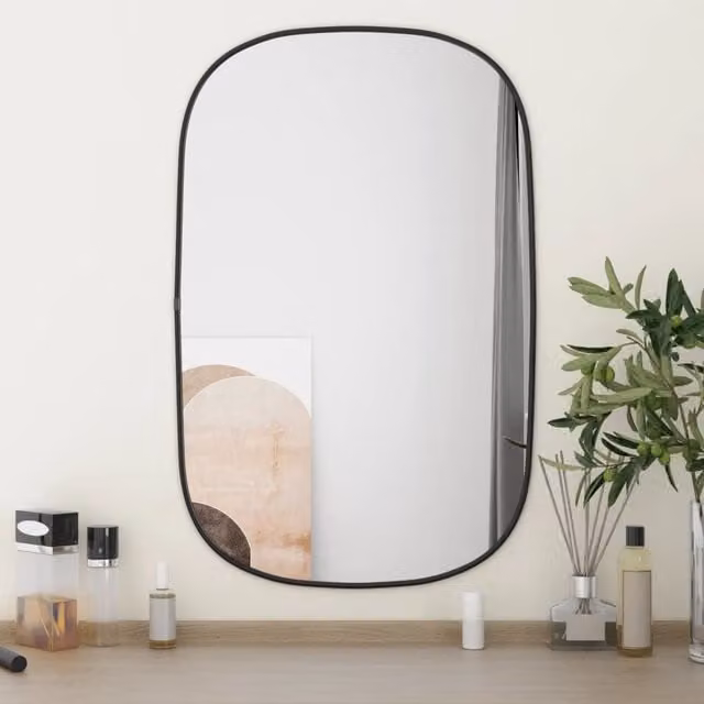 Berkfield Home Minimalist Rectangular Wall Mirror, Black, W: 70 cm, H: 45 cm