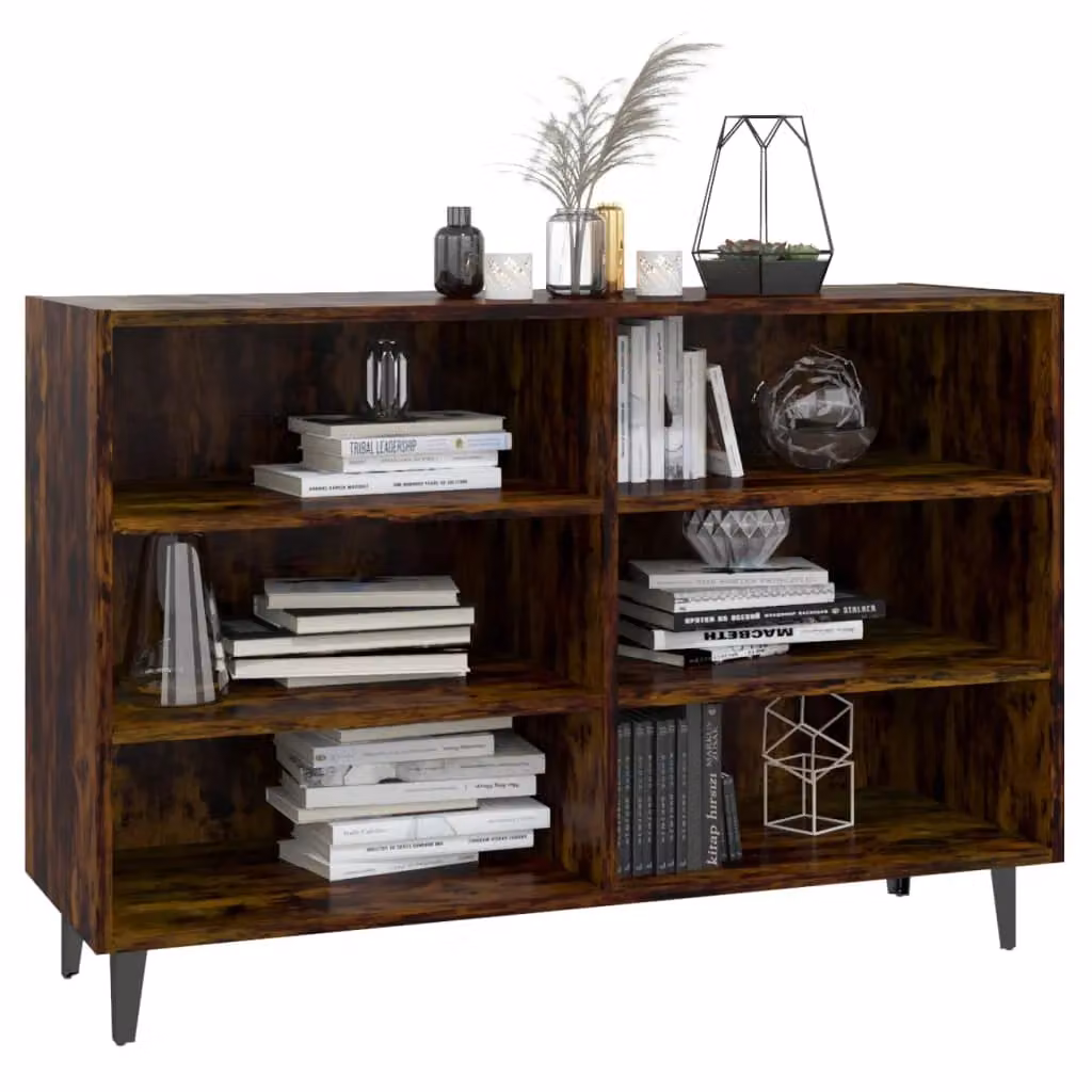 Berkfield Home Industrial Sideboard in Smoked Oak and Brown, W/D/H: 103.5 x 35 x 70 cm – 3
