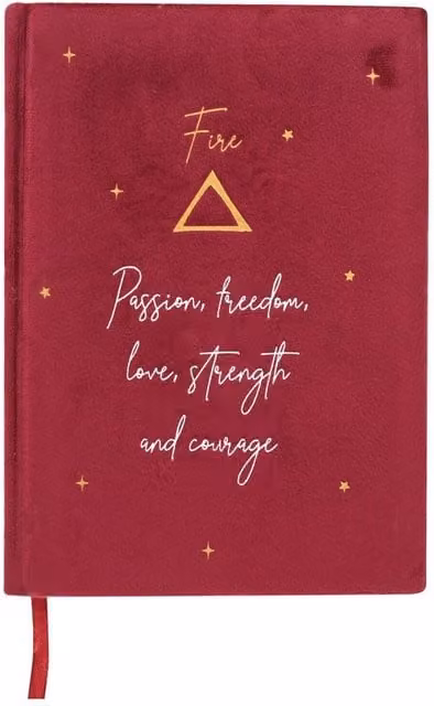 Kingsbury Gifts Red Velvet A5 Hardcover Lined Notebook - Fire Element