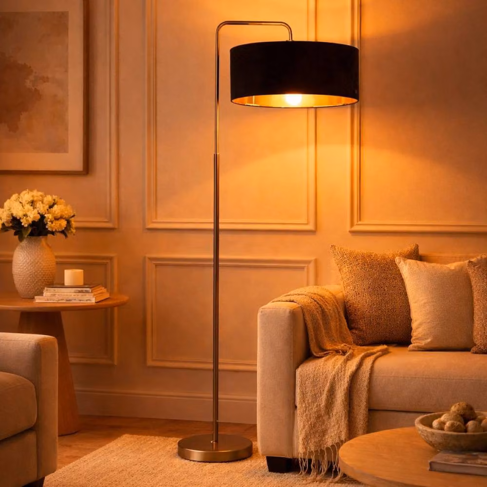 CGC Lighting Kyra Brushed Nickel Angled Floor Lamp with 45cm Black Velvet Lampshade – 2