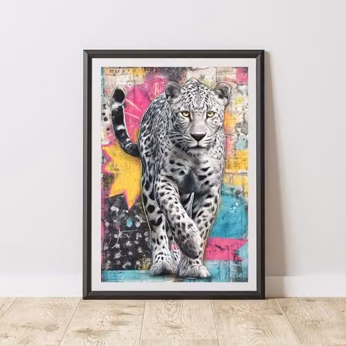 60 Second Makeover Cheetah Graffiti Print Urban Street Art Poster, Multicolour, A3