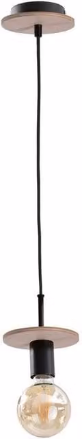 Netlighting Saturn Slim Pendant Ceiling Light in Black and Wood, Diameter: 12 cm, E27