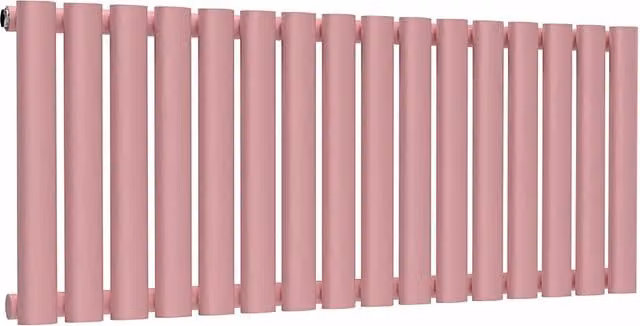 Lux Heat Oval Horizontal Single Wall Mounted Steel Radiator in Pastel Pink, H 40 cm x W 96 cm