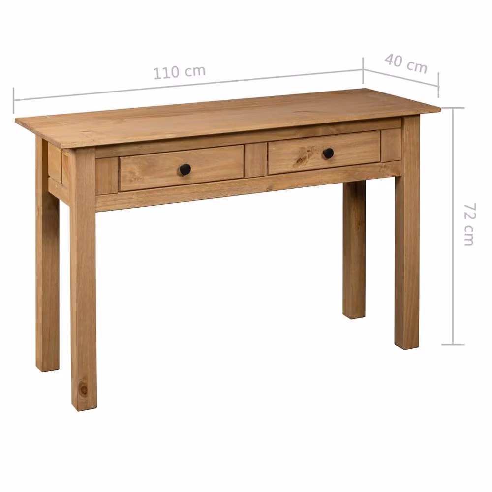 Berkfield Home Panama Solid Pine Wood Console Table, Brown, W: 110 cm, D: 40 cm, H: 72 cm – 4