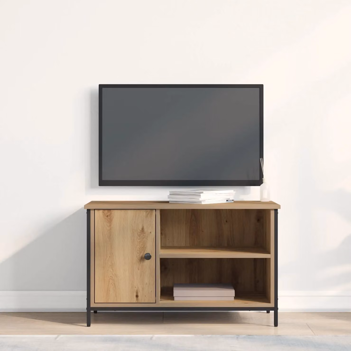 Berkfield Home Artisan Oak TV Cabinet in Beige, W/D/H: 80 x 40 x 50 cm – 3