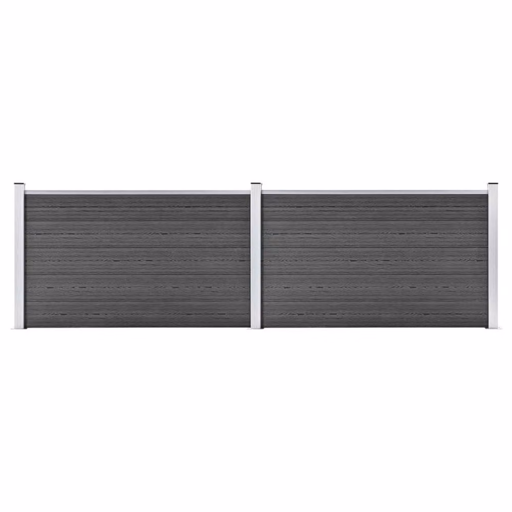 Berkfield Home WPC Rectangular Fence Panel Set, Black, W: 353 cm, H: 105 cm – 2