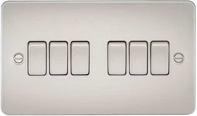 Knightsbridge FP4200PL Pearl Flat Plate 10AX 6G 2-Way Switch