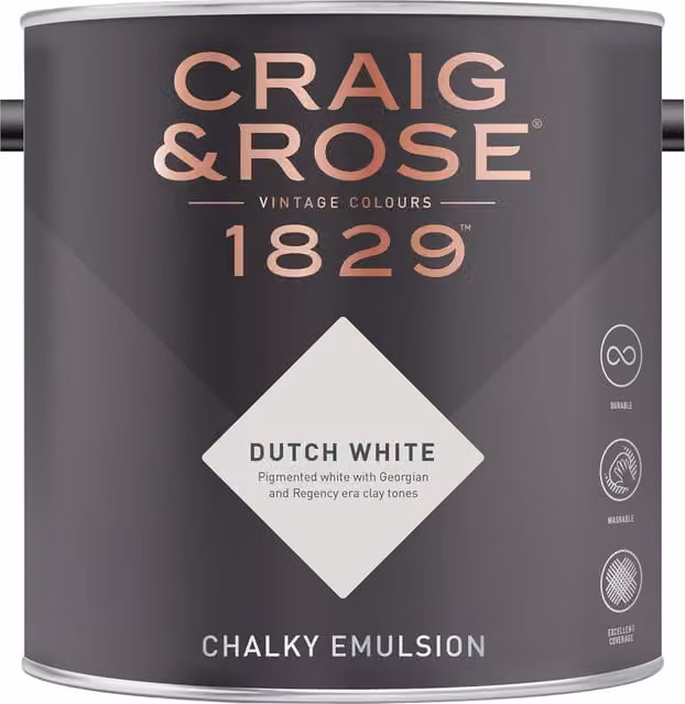 Craig and Rose Chalky Matt Emulsion in Dutch White