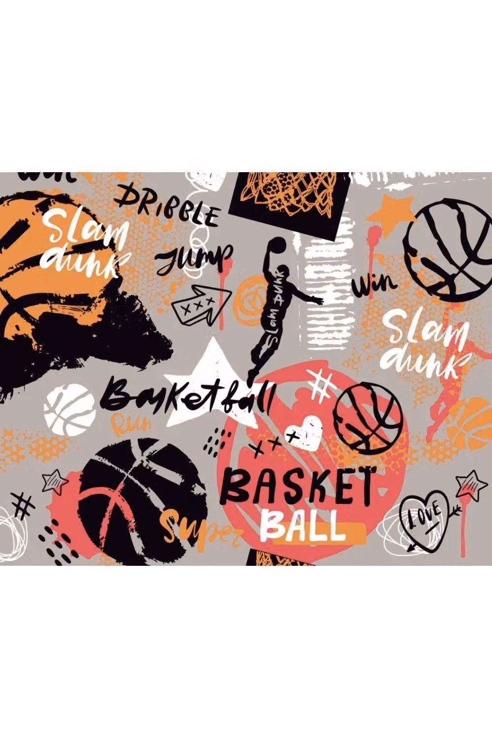 Origin Murals Graffiti Basketball Abstract Wall Mural in Orange and Multicolour – 2