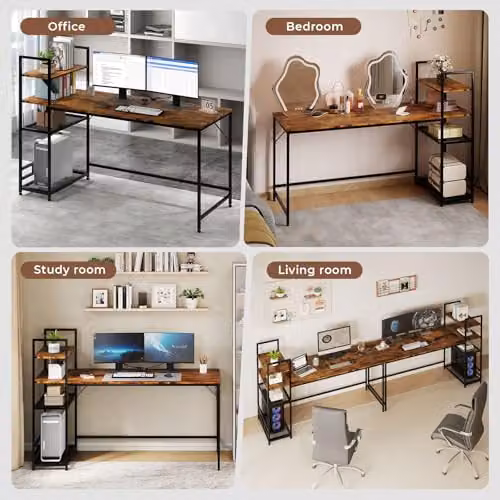 Levede Modern Computer Desk in Brown, W: 160 cm, D: 60 cm, H: 76 cm – 4