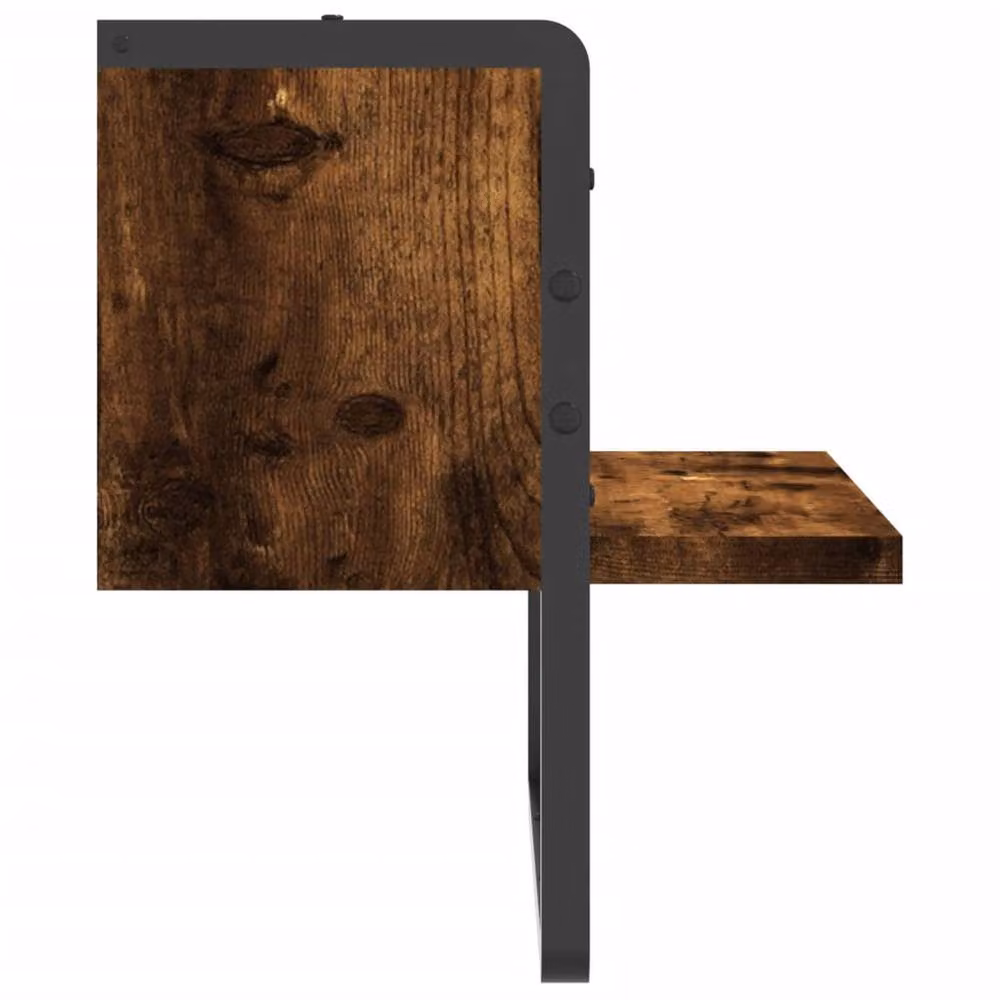 Berkfield Home Wall Shelf with Bar in Smoked Oak Brown, W/D/H: 30 x 25 x 30 cm – 5