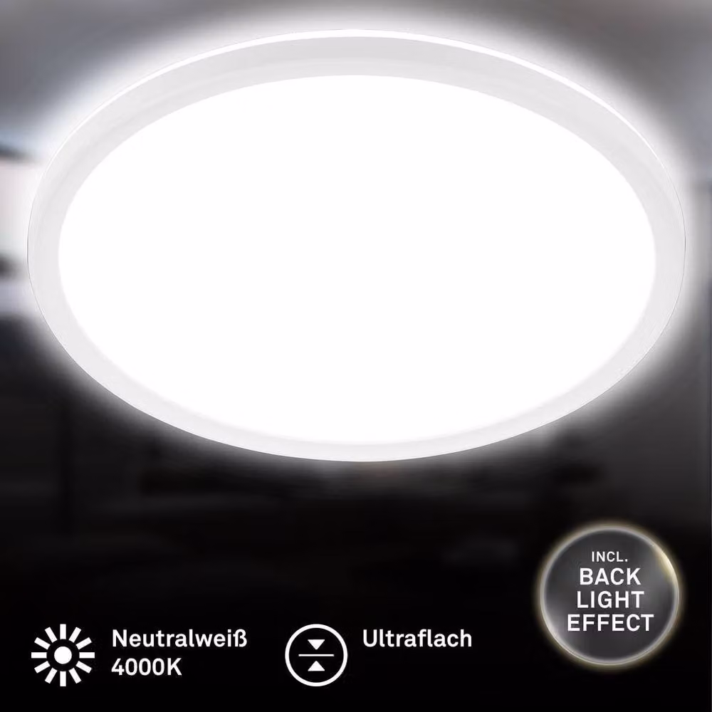 Briloner White LED Round Ceiling Light, 18W, 4000K, D: 29.5 cm, H: 3 cm – 2