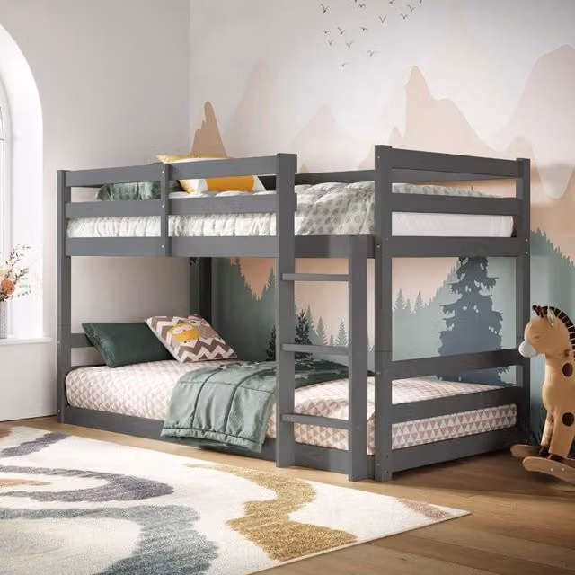 Flair Shasha Low Bunk Bed in Grey Solid Wood