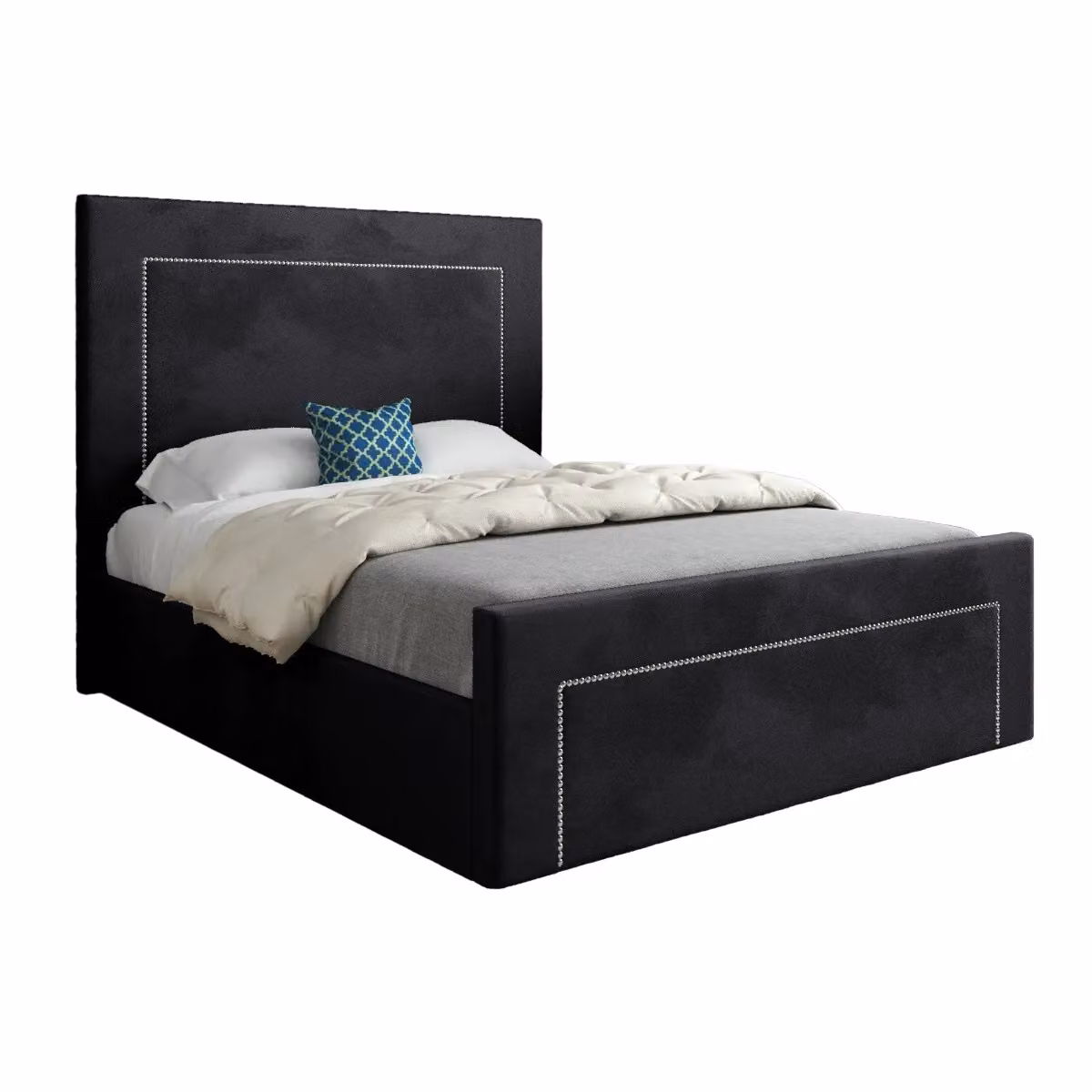 KDMD Lucca Upholstered Soft Velvet Bed Frame in Black, W/D/H: 120 x 200 cm – 5
