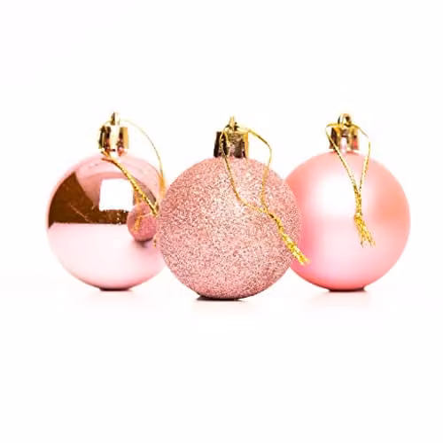 Shatchi 24-Piece Shatterproof Christmas Bauble Set in Pink and Silver, 50mm Round Hanging Ornaments – 1