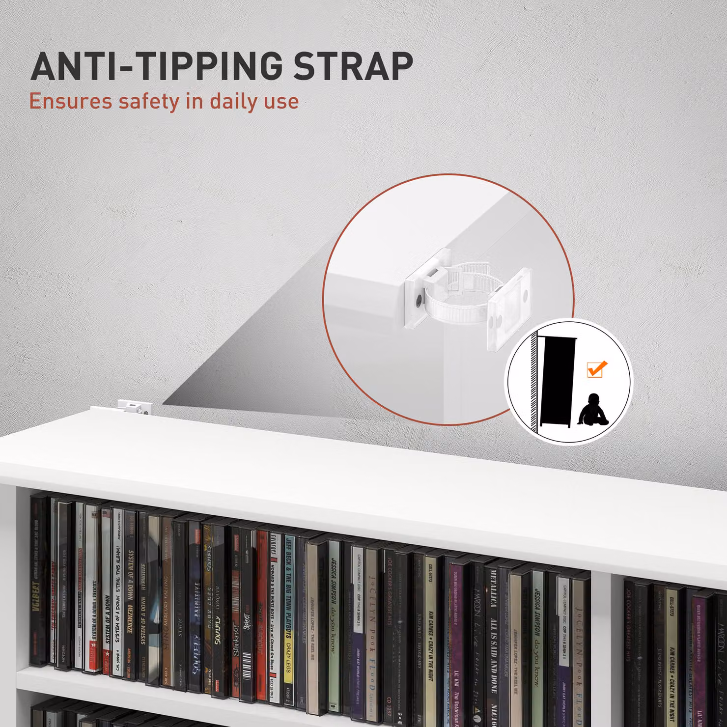 HOMCOM 16-Compartment Modern Media Shelf with Adjustable Shelves in White – 4
