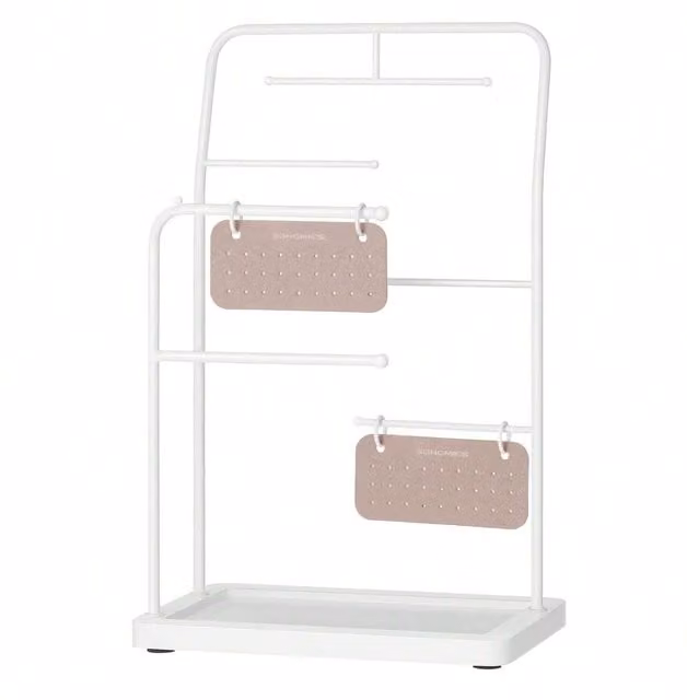 SONGMICS Jewellery Organiser Display Stand with Metal Frame, White