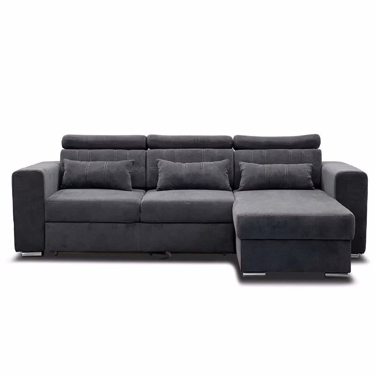 Furnishings For Less UK Miami Grey Fabric Reversible L Shaped Corner Sofa Bed with Storage and Adjustable Headrests, 3-4 Seater, W/D/H: 250 x 135 x 90 cm – 3