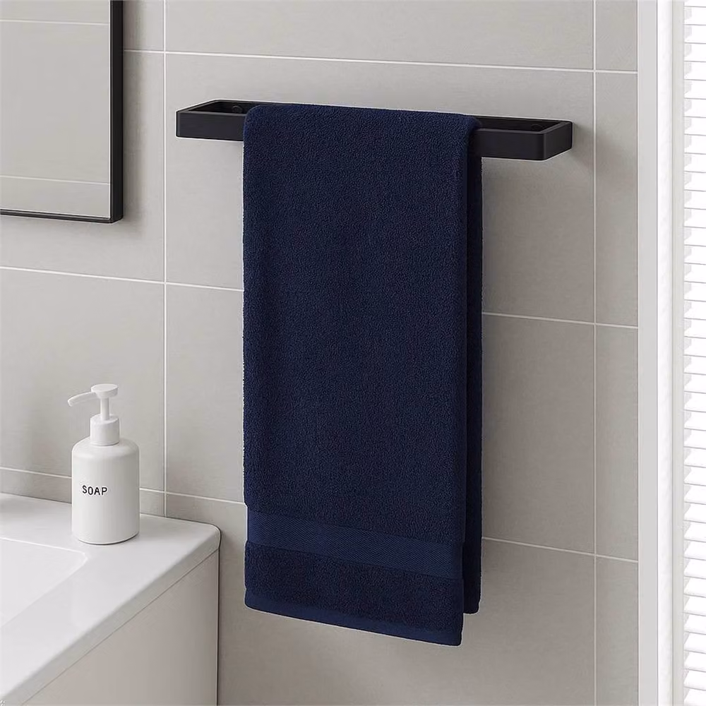 PAWNORA Wall Mounted Black Metal Towel Rail W: 40 cm, H: 6 cm, D: 4 cm – 5