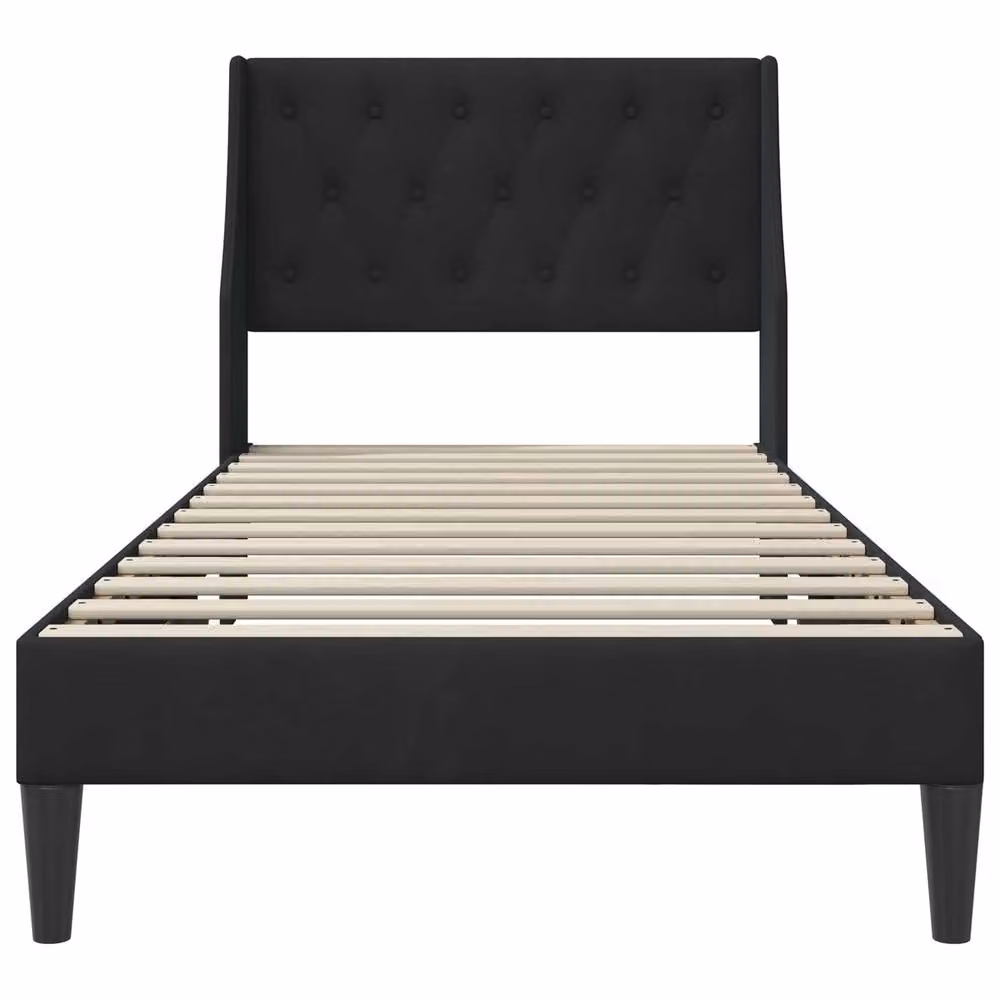 Berkfield Home Black Velvet Bed Frame with Headboard W/D/H: 90 x 190 cm – 3