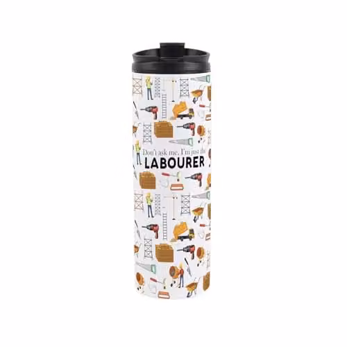 Purely Home Labourer Travel Mug, Multicoloured Reusable Stainless Steel Vacuum-Sealed Flask, 500ml – 1