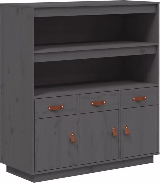 Berkfield Home Grey Rustic Solid Wood Pine Highboard W/D/H: 100 x 40 x 108.5 cm – 1