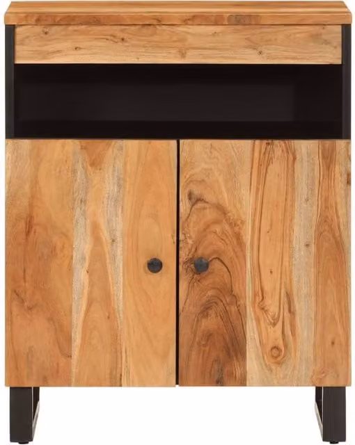 Berkfield Home Industrial Sideboard with 2 Doors in Brown Solid Acacia Wood, W/D/H: 60 x 33 x 75 cm – 1
