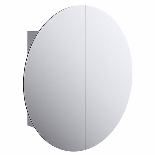 vidaXL Grey Wall-Mounted Bathroom Cabinet with Round LED Mirror and Internal Shelves, W/D/H: 54 x 17.5 x 54 cm – 1