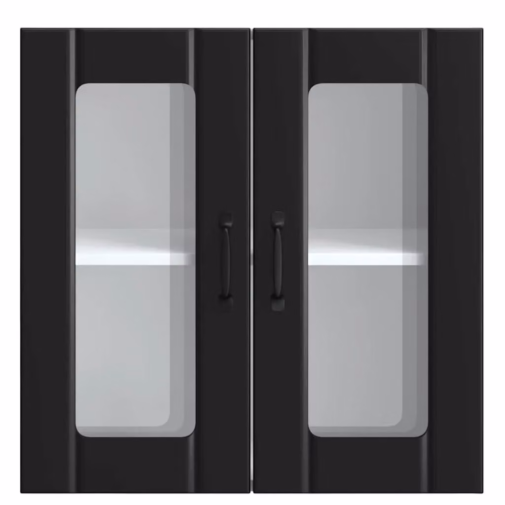 Berkfield Home Lucca Black Modern Kitchen Wall Cabinet with Glass Doors and Internal Shelves – 3