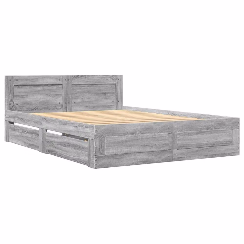 Berkfield Home Bed Frame with Headboard and Drawers, Grey Sonoma, W: 140 cm, D: 200 cm – 3