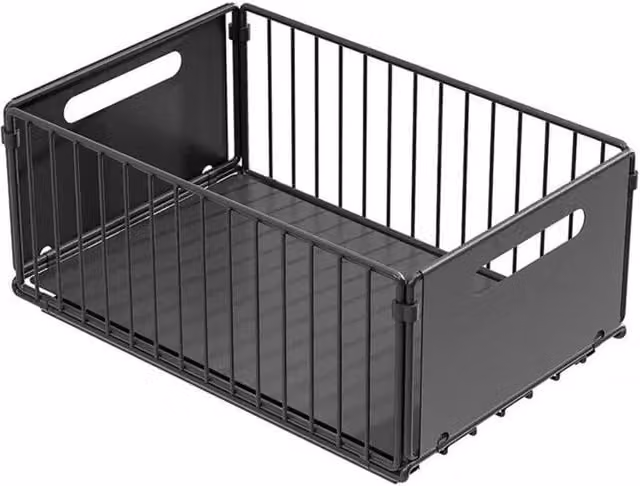 Havendro 2-Piece Matt Black Metal Extendable Slide-Out Kitchen and Bathroom Cabinet Storage Drawers – 1