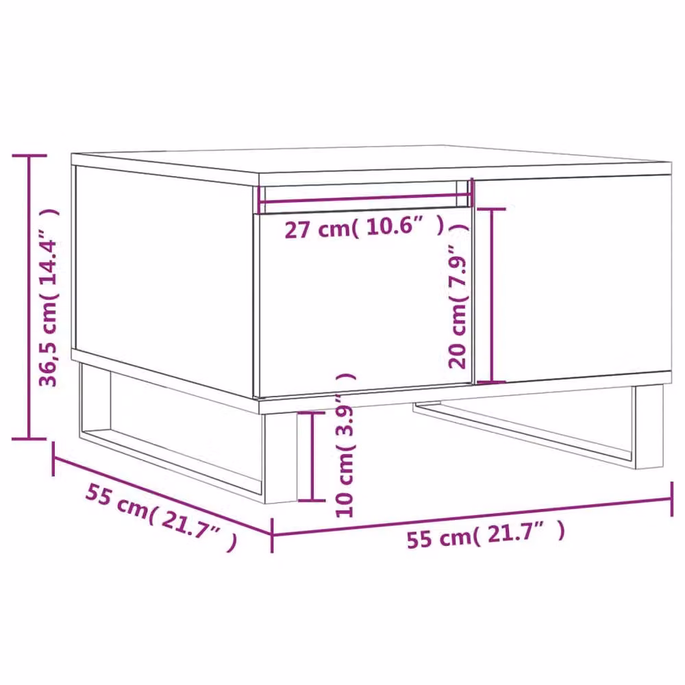 Berkfield Home Modern Square Coffee Table in Grey, W/D/H: 55 x 55 x 36.5 cm – 3