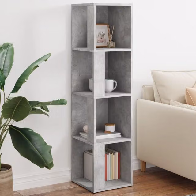 Berkfield Home Modern Corner Cabinet in Grey MDF, W/D/H: 33 x 33 x 132 cm – 1