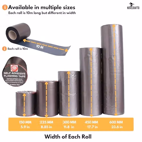 Novecrafto Self Adhesive Flashing Tape for Bitumen Roof, Chimney and Gutter Repairs, Black, Width: 150 mm, Length: 10 m – 3