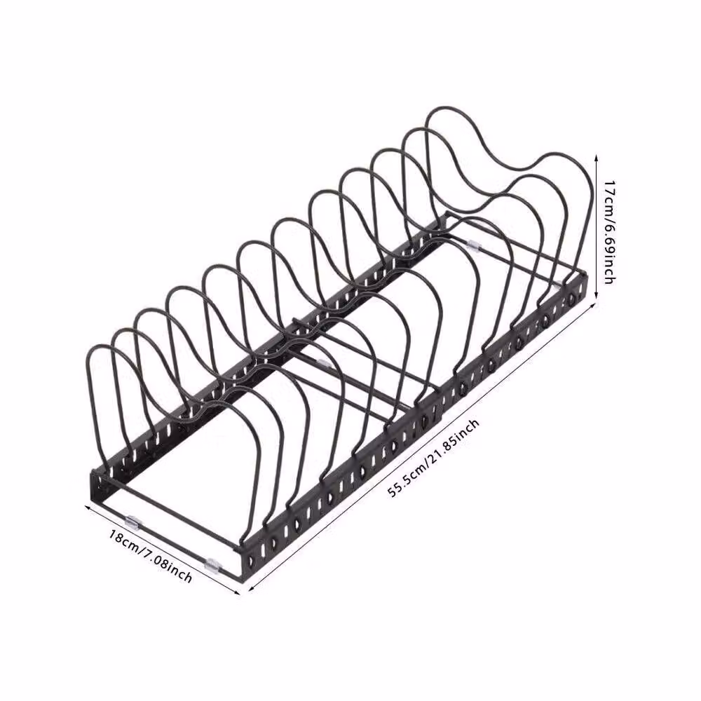 KORVIXA 12 Tier Pot Pan and Saucepan Lid Storage Rack Holder in Black, W/D/H: 100 x 100 x 100 cm – 2