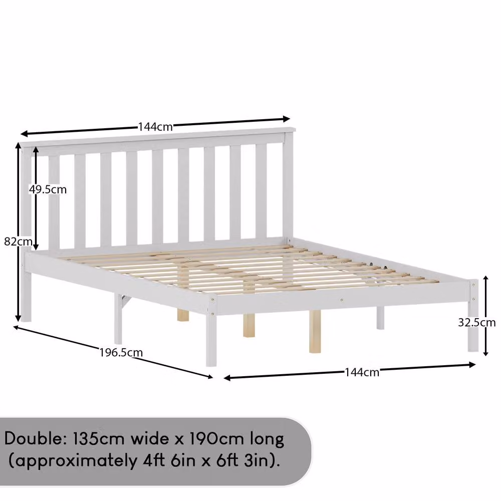 HD Designs Milan Solid Pine Wooden Bed in White, W/D/H: 140 x 200 cm – 2