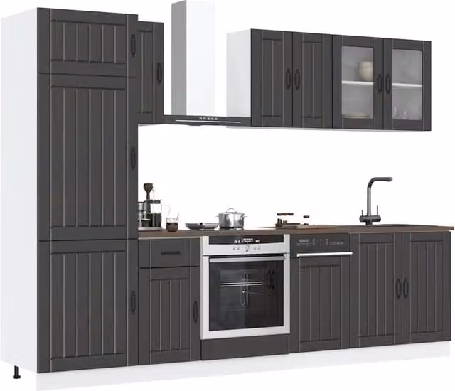 Berkfield Home Kalmar 8 Piece Modern Black Matt Kitchen Cabinet Set – 1