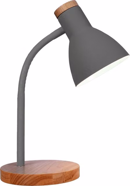BELAIR Classic Grey Table Lamp with Wood and Metal Details