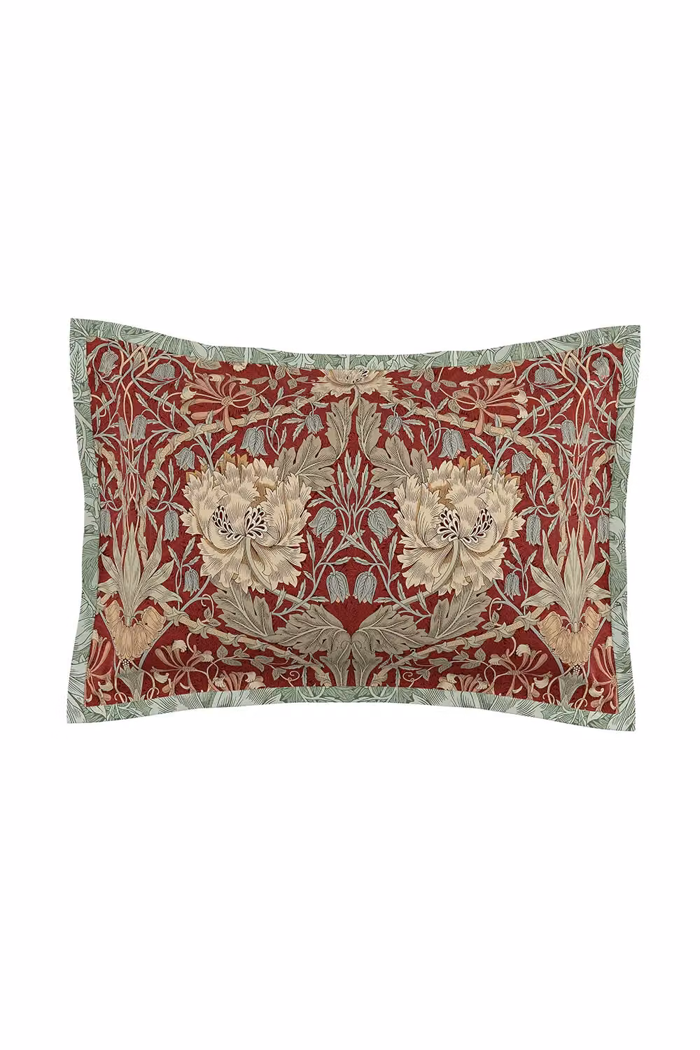 Morris & Co Honeysuckle & Tulip Floral Cotton Percale Duvet Cover and Pillowcase Set in Red and Gold, W: 200 cm x L: 200 cm – 3