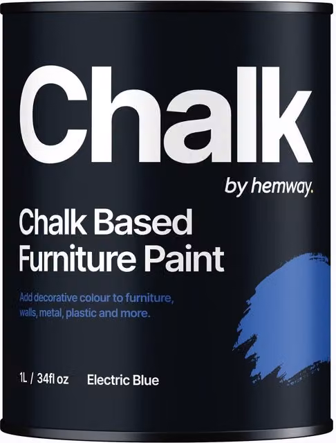 Hemway Chalk Based Furniture Paint in Flat Matt Electric Blue, 1L