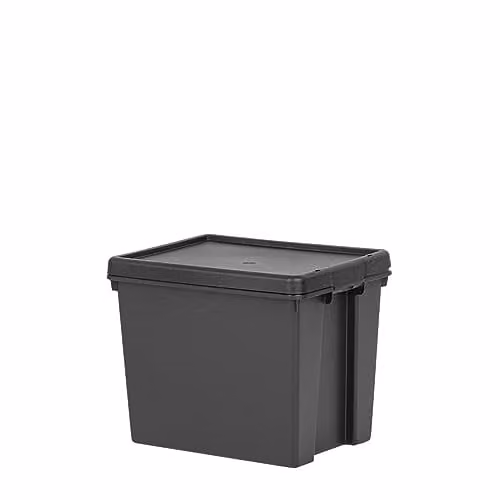 Wham Bam Set of 4 Stackable 24L Heavy Duty Plastic Storage Boxes with Lids in Black – 1