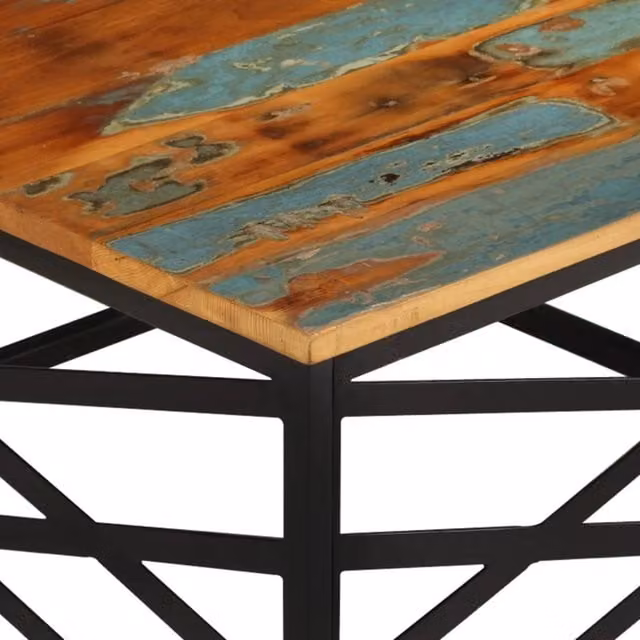 Berkfield Home Industrial Square Coffee Table in Brown Solid Reclaimed Wood and Metal, W/D/H: 68 x 68 x 35 cm