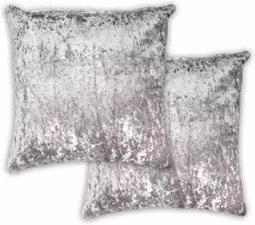 New Edge Blinds Grey Crushed Velvet Square Cushion Cover, W/D/H: 43 x 43 x 43 cm