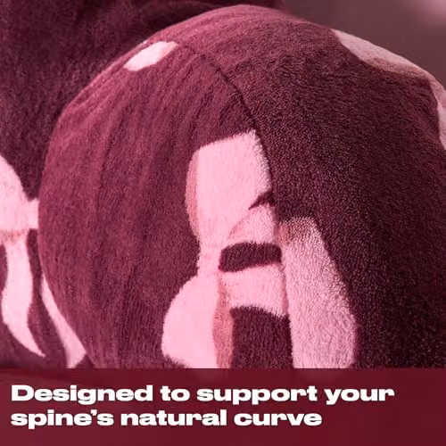 OHS Soft Fleece Reading Pillow for Adults in Burgundy and Pink, W: 65 cm, H: 40 cm – 3