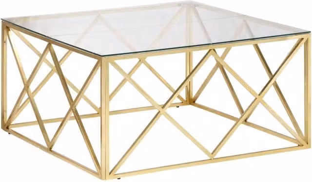 Berkfield Home Modern Gold and Silver Stainless Steel and Tempered Glass Coffee Table